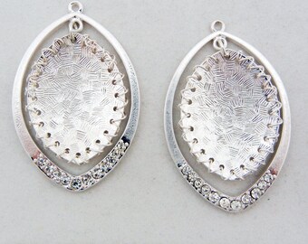 Pair of Matte Silver-Tone Shield Shaped Drop Charms