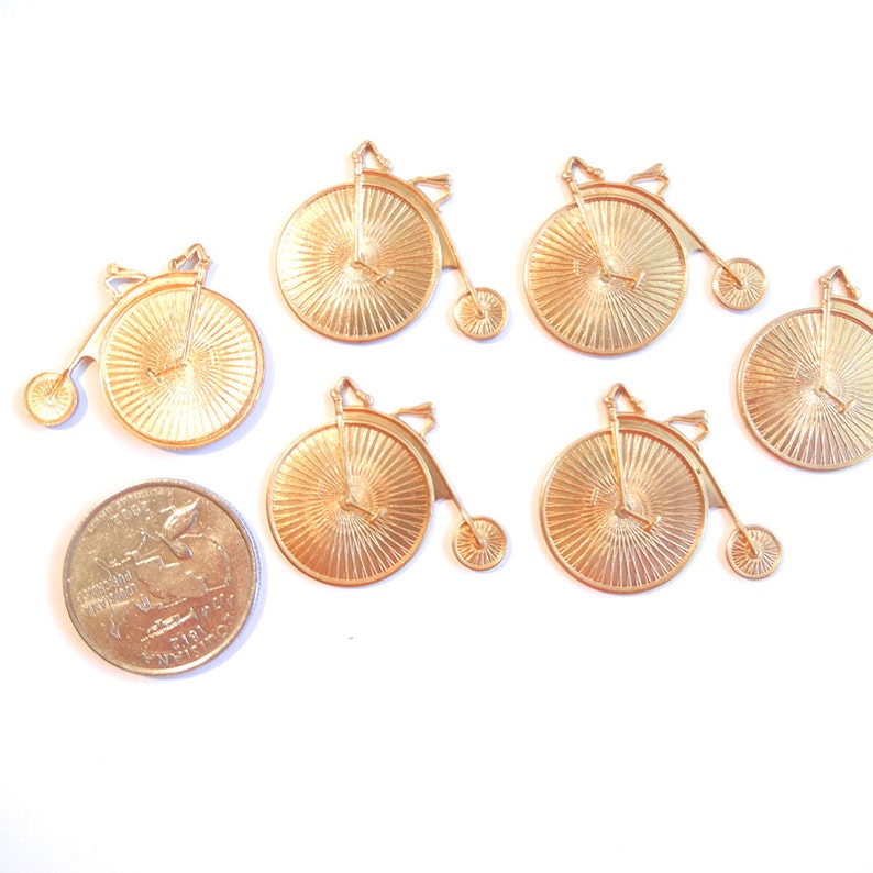 Set of 6 Medium Brass Tricycle Charms image 3