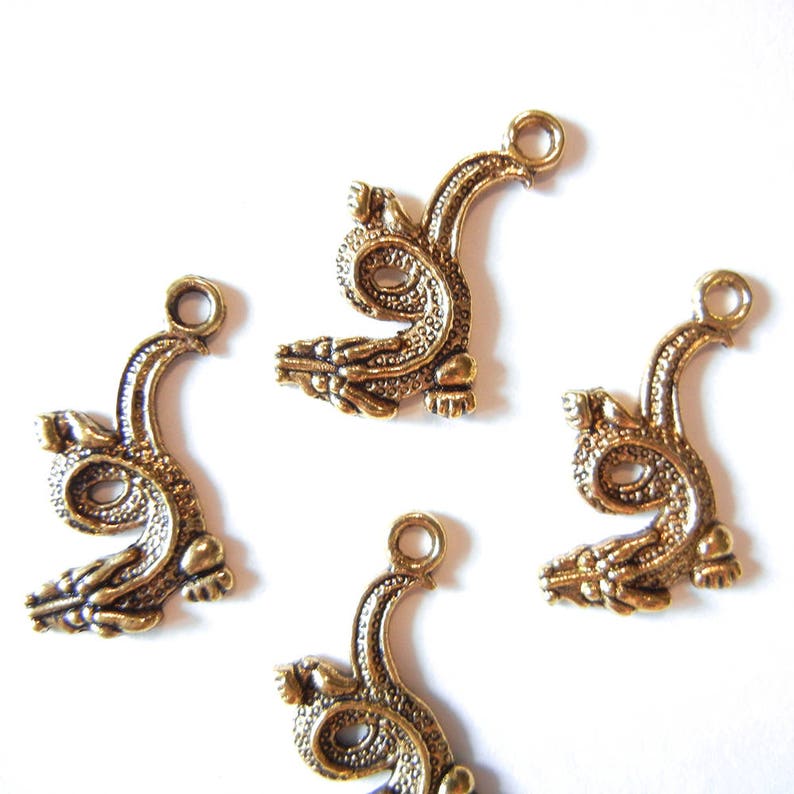 4 Gold-tone Chinese Dragon Charms image 4