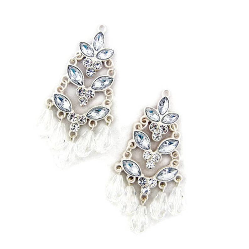 Pair of Matte Silver-tone Rhinestone Tiered Charms image 5