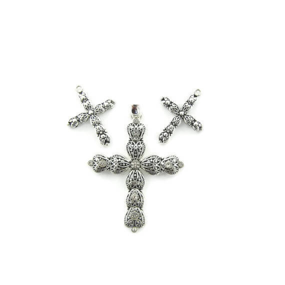 Set of Decorative Cross Pendant and Matching Charms Etsy