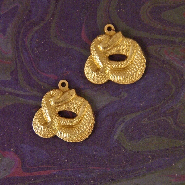 REPTILE / SNAKE- Set of Two Brass Coiled Snake Charms