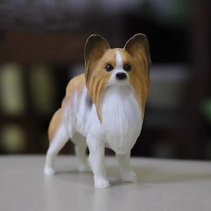 Polyresin Mini Papillon Hund Figur Home Office Schreibtisch Hündchen Figur Dekoration Auto-Armaturenbrett Mops Statue Skulptur