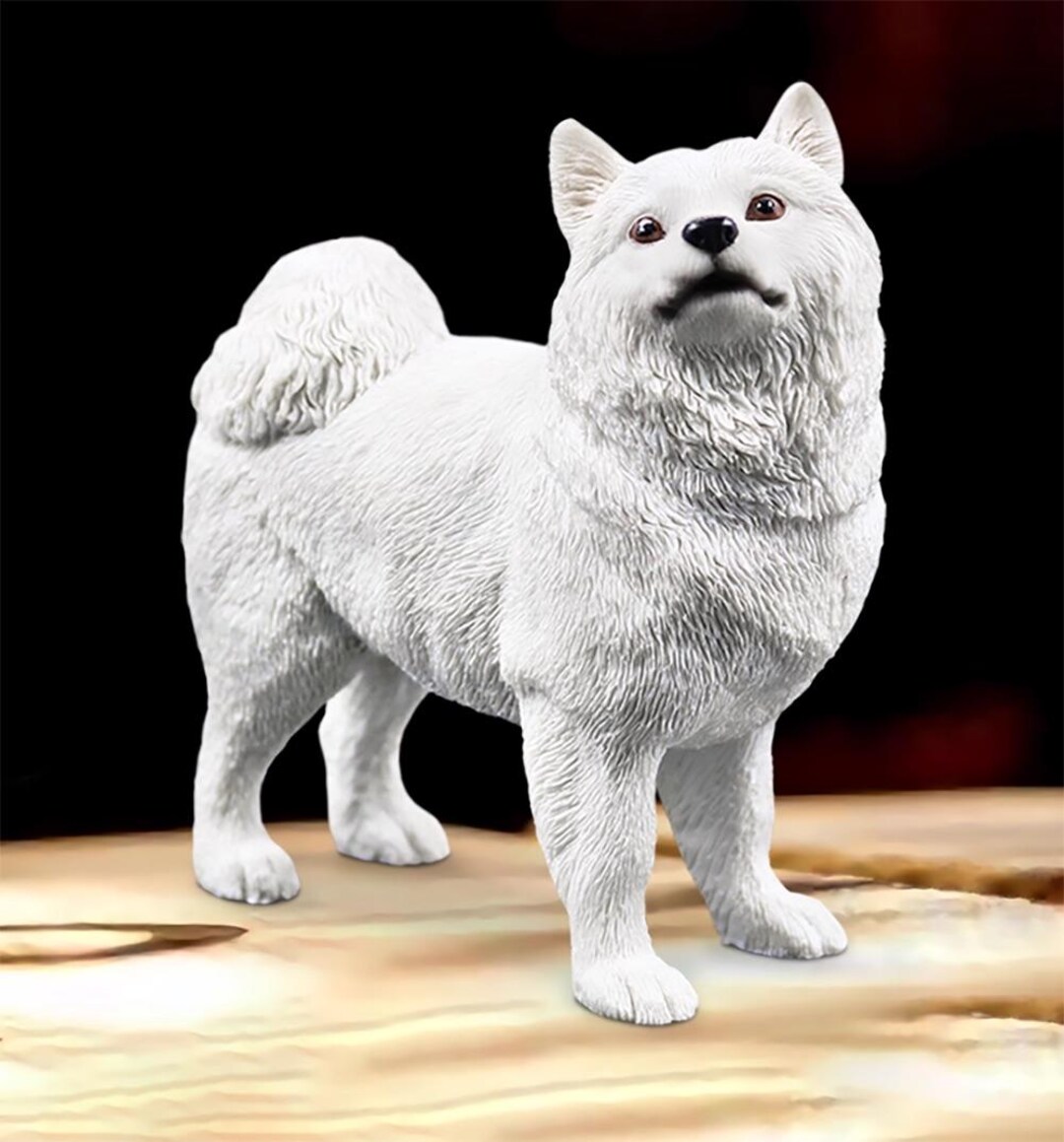 Hand-crafted Resin Samoyed Dog Miniature Action Figure Imitation Puppy ...
