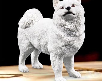 Hand-Crafted Resin Samoyed Dog Miniature Action Figure Imitation Puppy Sculpture Decoration Car Dashboard Statue Ornament Handmade