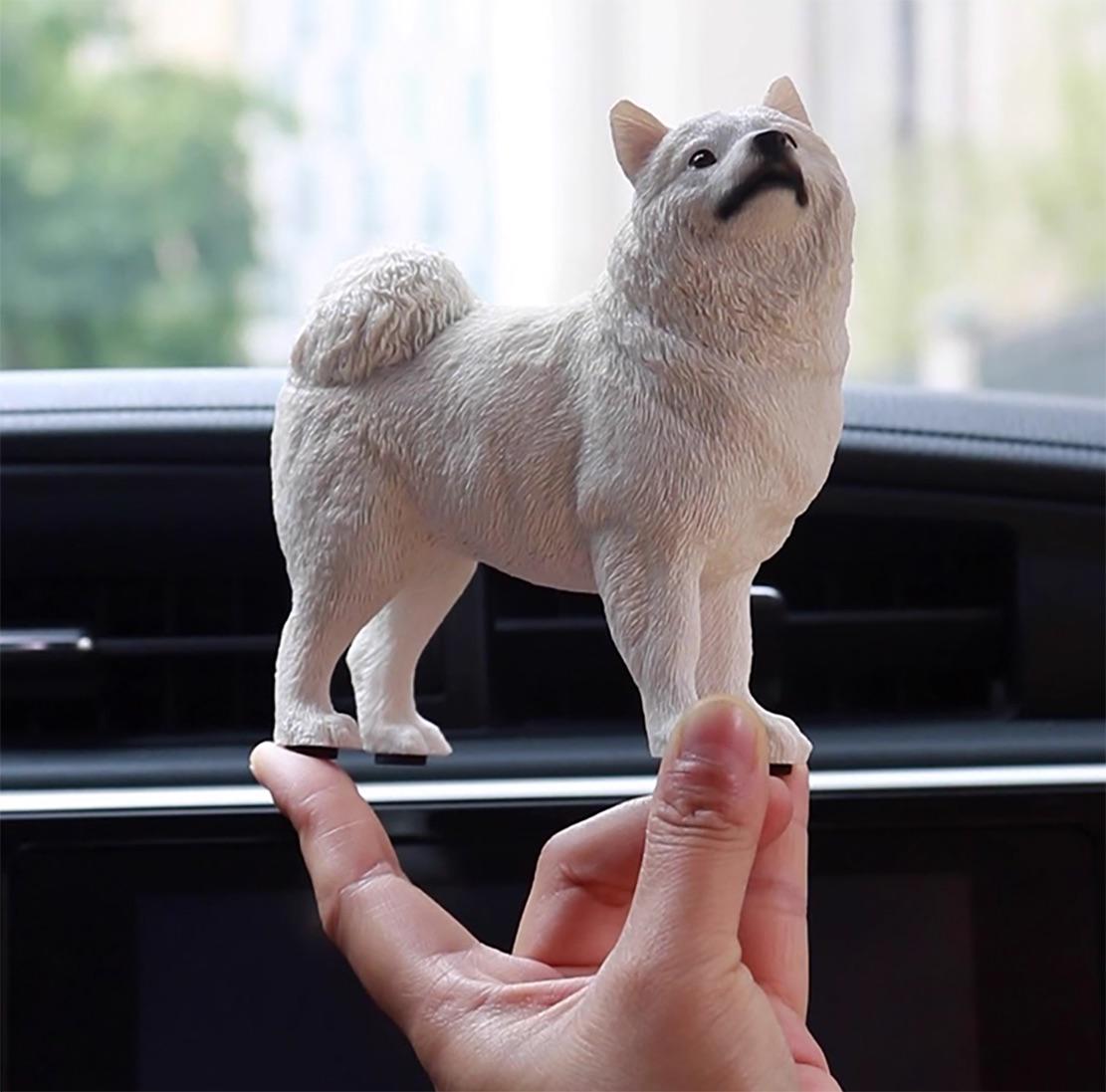 Hand-crafted Resin Samoyed Dog Miniature Action Figure Imitation Puppy ...