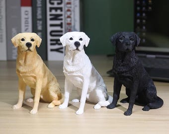 Hand-Crafted Resin Labrador Retriever Dog Miniature Action Figure Imitation Puppy Sculpture Decoration Car Dashboard Statue Ornaments
