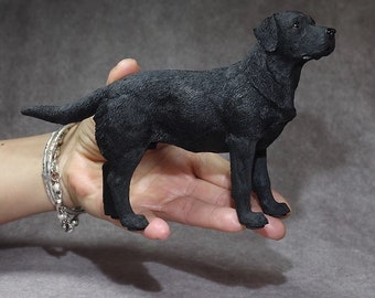 Hand-Crafted Labrador Retriever Action Figure Imitation Puppy Dog Figurine Sculpture Decoration for Car Dashboard Statue Black White Yellow