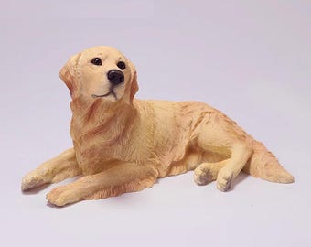 Hand-Crafted Resin Golden Retriever Action Figure Imitation Puppy Dog Figurine Sculpture Decoration Goldens for Car Dashboard Statue Yellow