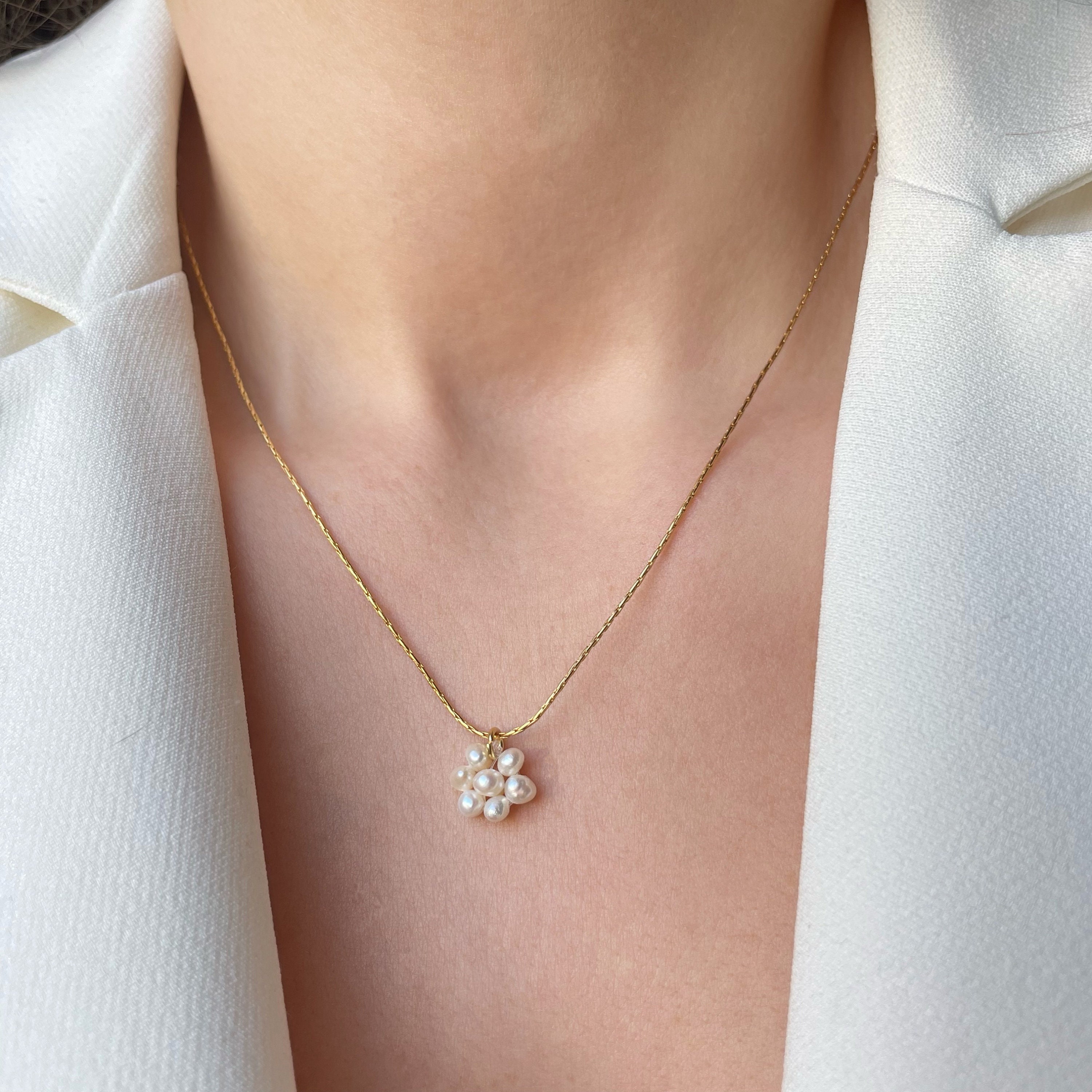 ネックレス・ペンダント Daisy and Pearl Necklace (6mm) Daisy Pearl Necklace | en route jewelry