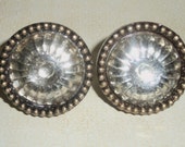 Large Country Mercury Glass Brass Round Drawer Knob Pull Knobs Set of 2