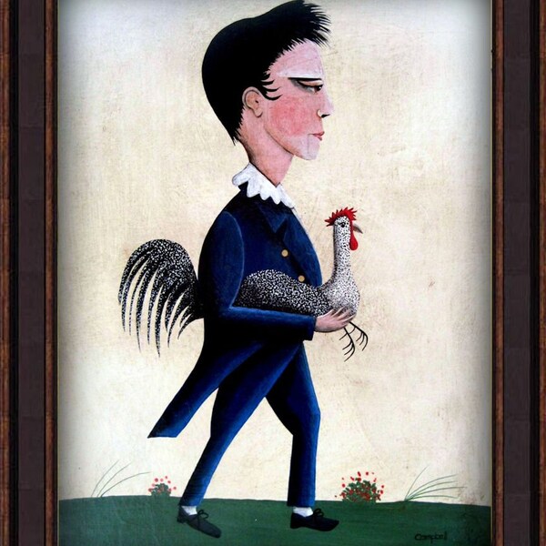 Boy Holding A Cock Giclee Print by Tim Campbell