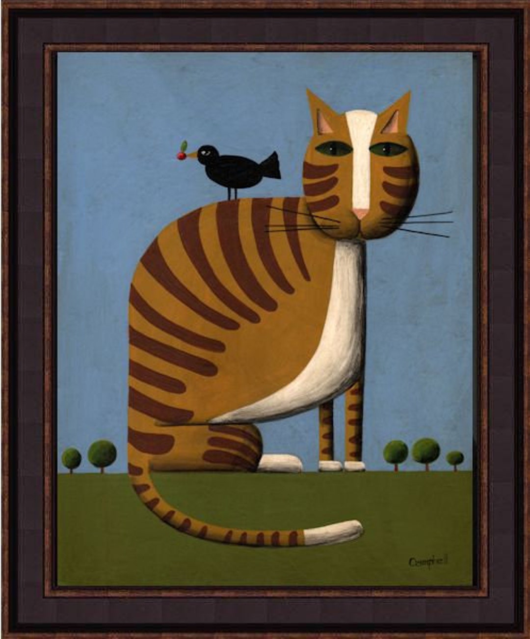 Tim Campbell's cat With a Bird Giclee Print - Etsy