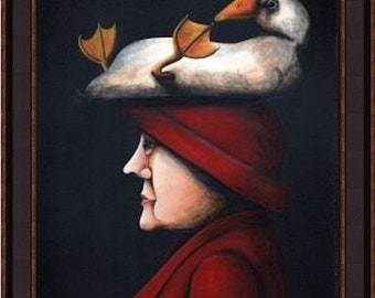 Woman with Goose on Head by Tim Campbell Giclee Print