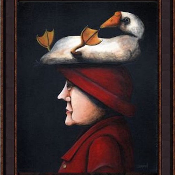 Woman with Goose on Head by Tim Campbell Giclee Print