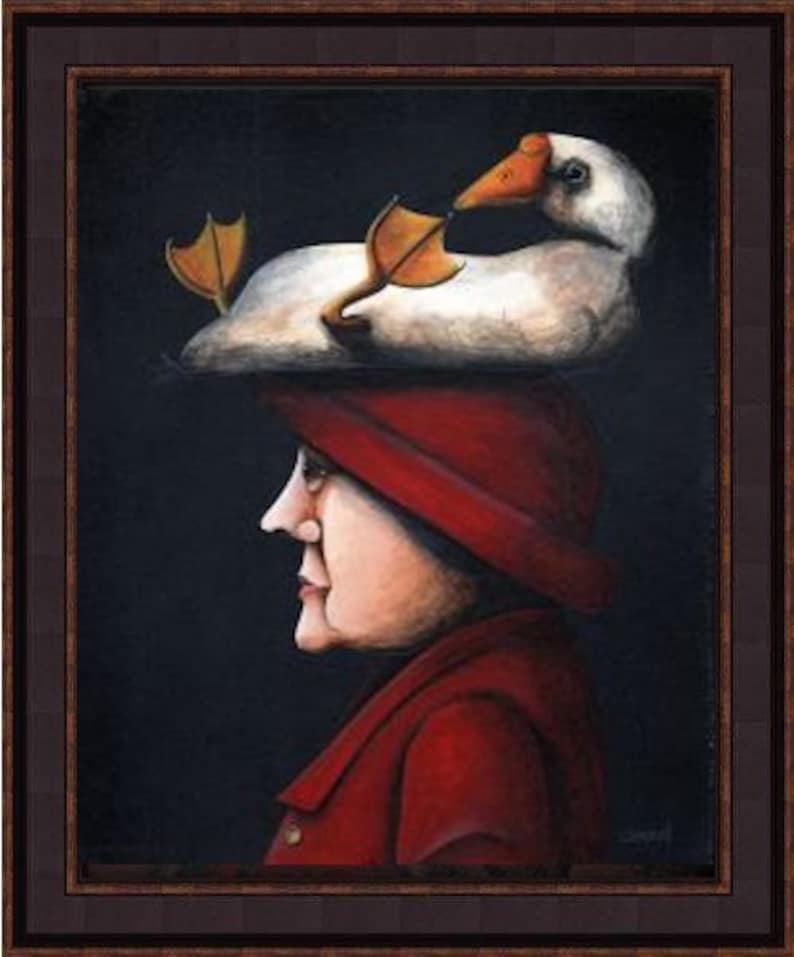 Woman with Goose on Head by Tim Campbell Giclee Print image 1