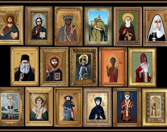 Set of 17 Saint Icon Prints by Tim Campbell