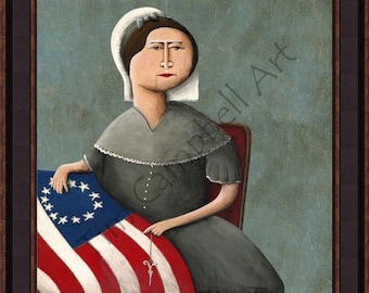 Betsy Ross Giclee Print & Decorative Throw Pillow by Tim Campbell