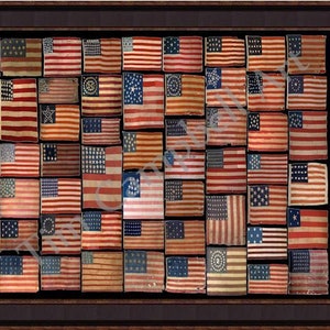 Antique American Flags Giclee Print & Jigsaw Puzzle by Tim Campbell