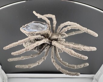 Electroformed Spider Replica Plastic With Oco Geode And Crystals Copper Electroformed Nickel Finished
