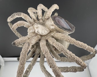 Electroformed Spider Replica Plastic With Oco Geode And Crystals Copper Electroformed Nickel Finished
