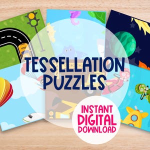 Tessellation Tangles - Pussel 6-pack | DIREKT NEDLADDNING | Utskrivbart pussel multipack | Röra rutor