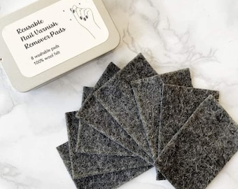 Reusable Wool Felt Nail Varnish Remover Pads: Eco-Friendly Zero Waste - Set of 8