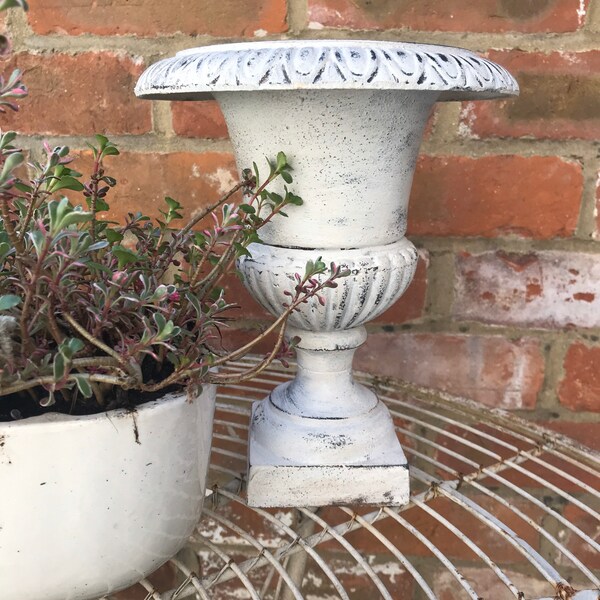 Gorgeous Vintage Cast Iron Urn Shabby White perfect decorative Planter