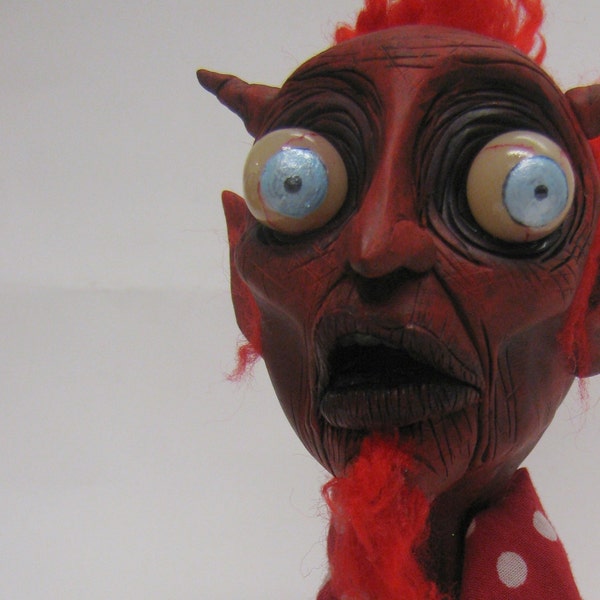 Lowbrow one of a kind clay ooak Devil demon evil art doll sculpture by mealy monster land