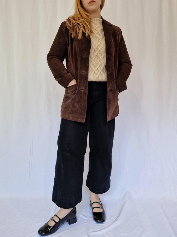 【ラッピング無料】 Vintage Suede Suede Brown Coat Suede 70s Women Coat Leather ジャケット・アウター