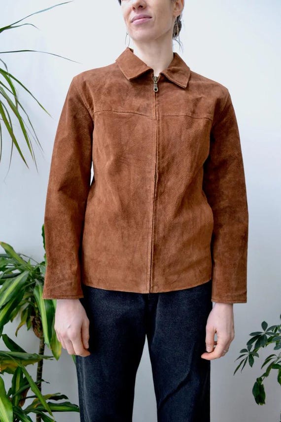 ブルゾン Pull-up suede minimal western cut collar zip-up jacket brown Pull-up Suede Minimal Western Cut Collar Zip-up Jacket[brown