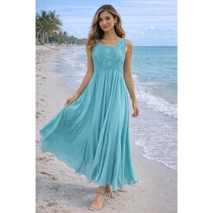 a.line wedding dress Solid Sleeveless Pleated Hem Dress main image 1