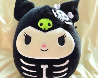 Sanrio Kuromi Skeleton Squishmallow 8" Halloween Plush Black Skull 2023