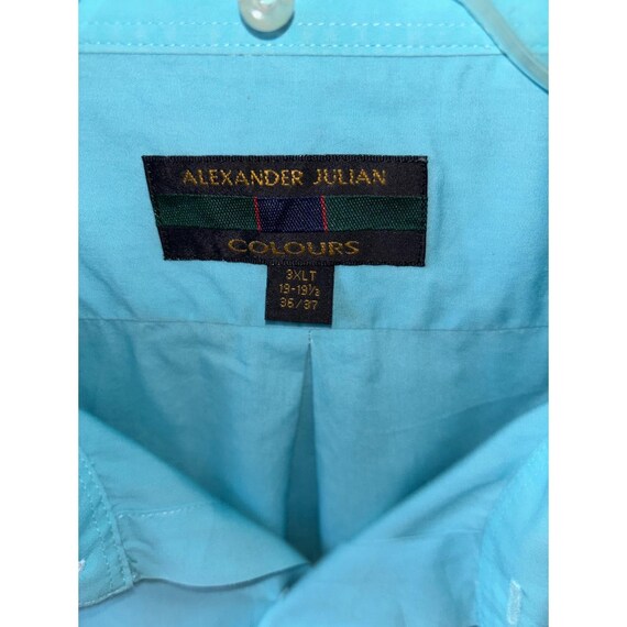 Alexander Julian Colours Men's Dress Shirt 3XLT Turquoise Big Tall 18-18.5 36/37