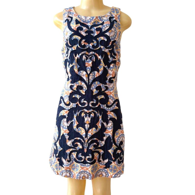 Vanessa Virginia Anthropologie Dress US 6 Boho Floral Appliqué Shift Mini image 2