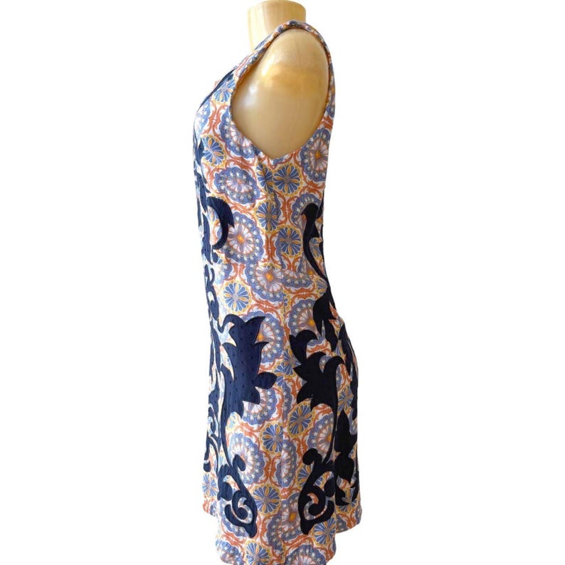 Vanessa Virginia Anthropologie Dress US 6 Boho Floral Appliqué Shift Mini image 4