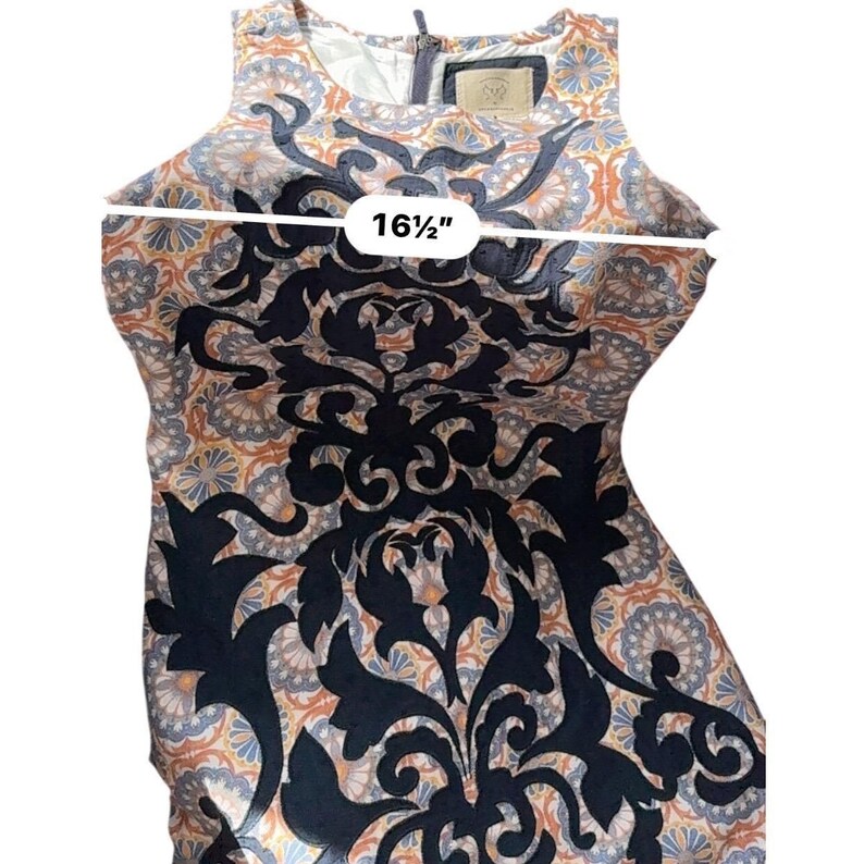 Vanessa Virginia Anthropologie Dress US 6 Boho Floral Appliqué Shift Mini image 6