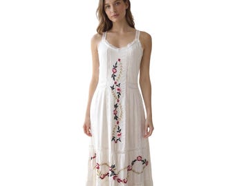 Nanette Lepore Kleid Damen 6 Weiß Bestickte Blumenspitze Boho Midi Cottagecor