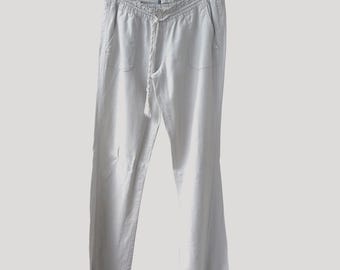 Roxy Linen Blend Pants Womens Large Boho Beach Lightweight Wide Leg Casual