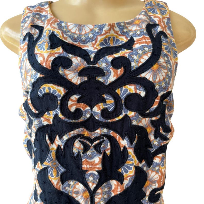 Vanessa Virginia Anthropologie Dress US 6 Boho Floral Appliqué Shift Mini image 3