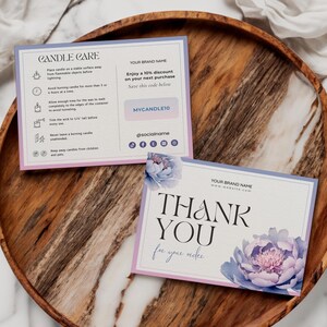 Candle Care Card, Editable Template Thank You Card, Thank You Card for Candle Business, Candle Safety Card, Printable Candle Instruction