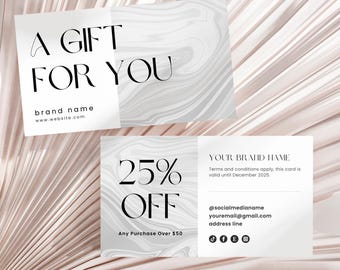 Plantilla de tarjeta de cupón, cupón de descuento editable, tarjeta promocional imprimible para pequeñas empresas, cupón de código, plantilla de tarjeta de regalo promocional de Canva