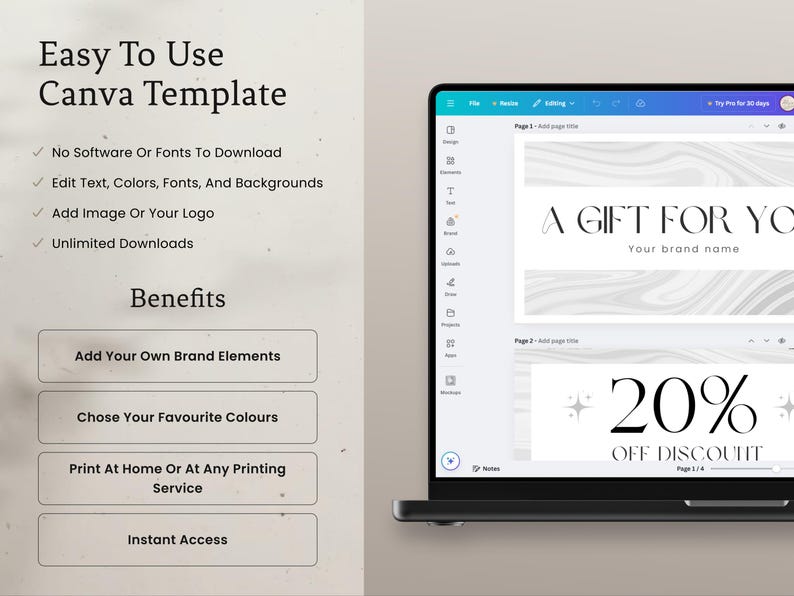 Coupon Card Template, Editable Discount Voucher, Printable Small ...