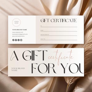 Editable Gift Voucher Template, Printable Gift Certificate, Digital Gift Card Canva, Instant Download, Minimalist Design