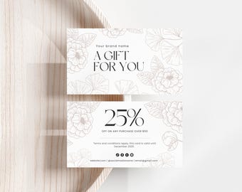 Plantilla de tarjeta de cupón, cupón de descuento editable, tarjeta promocional imprimible para pequeñas empresas, plantilla de tarjeta de regalo promocional de Canva, cupón de código