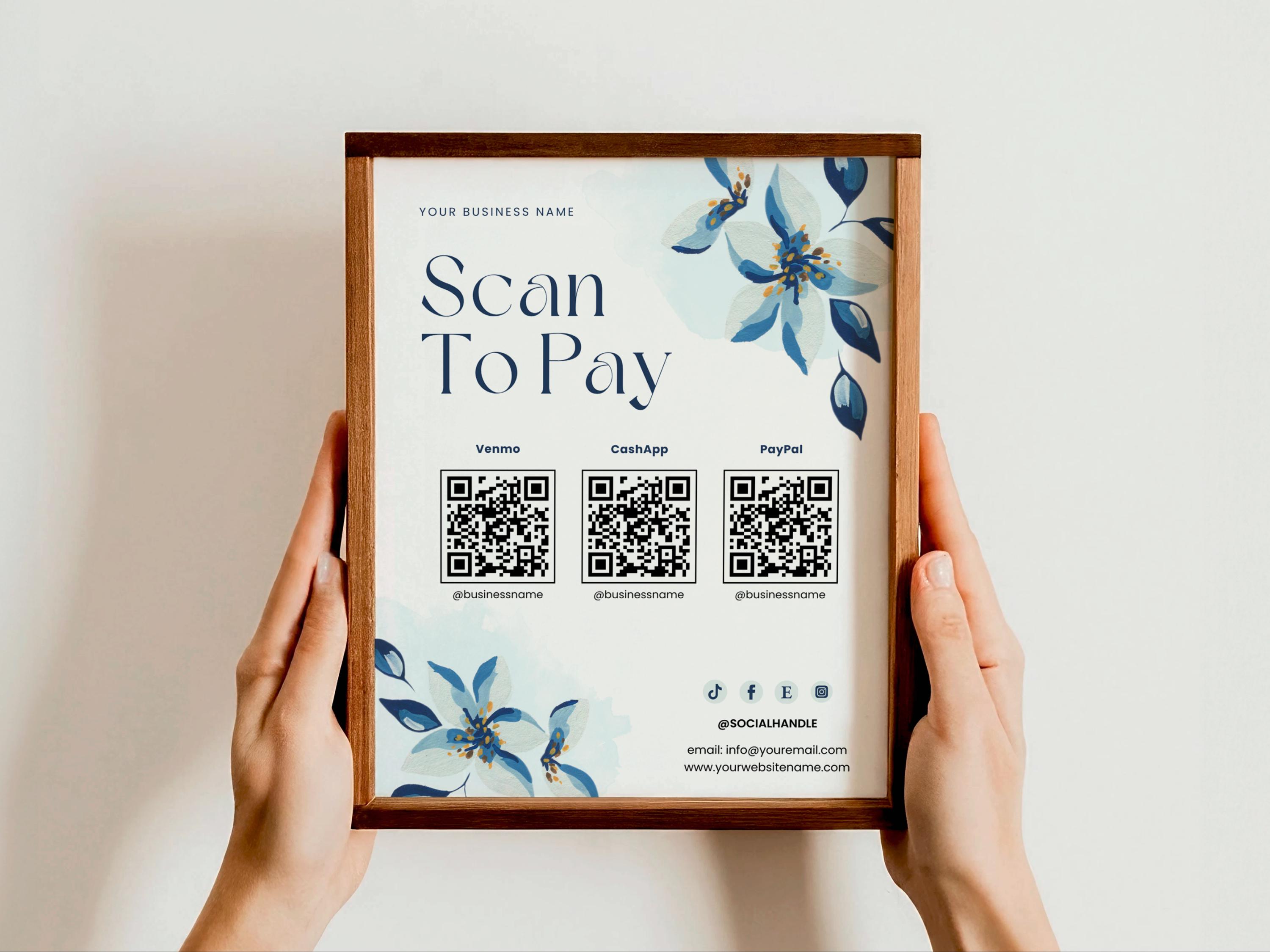 Scan to Pay Template, Editable Qr Sign for Small Business, Printable ...