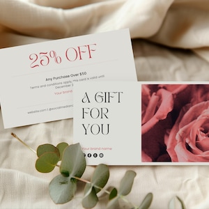 Coupon Card Template, Editable Discount Voucher, Printable Small Business Promotional Card, Promo Gift Card Canva Template, Flower Design