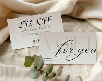 Plantilla de tarjeta de cupón, cupón de descuento editable, tarjeta promocional imprimible para pequeñas empresas, plantilla de tarjeta de regalo promocional de Canva, cupón de código