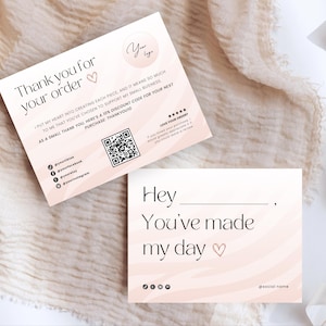 Small Business Thank You Card Template, Thanks For Your Order Printable Template, Thanks Insert Card for Package
