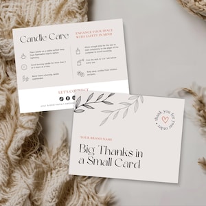 Thank You Card Template, Printable Candle Care Instruction, Editable Safety Thank You Card, Customizable Parcel Insert for Candle Business